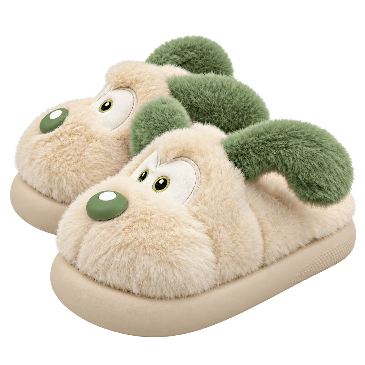 Grüne PuppyPuff Hausschuhe