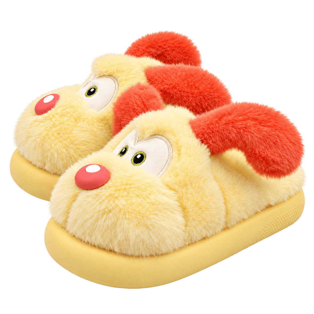 Gelbe PuppyPuff Hausschuhe